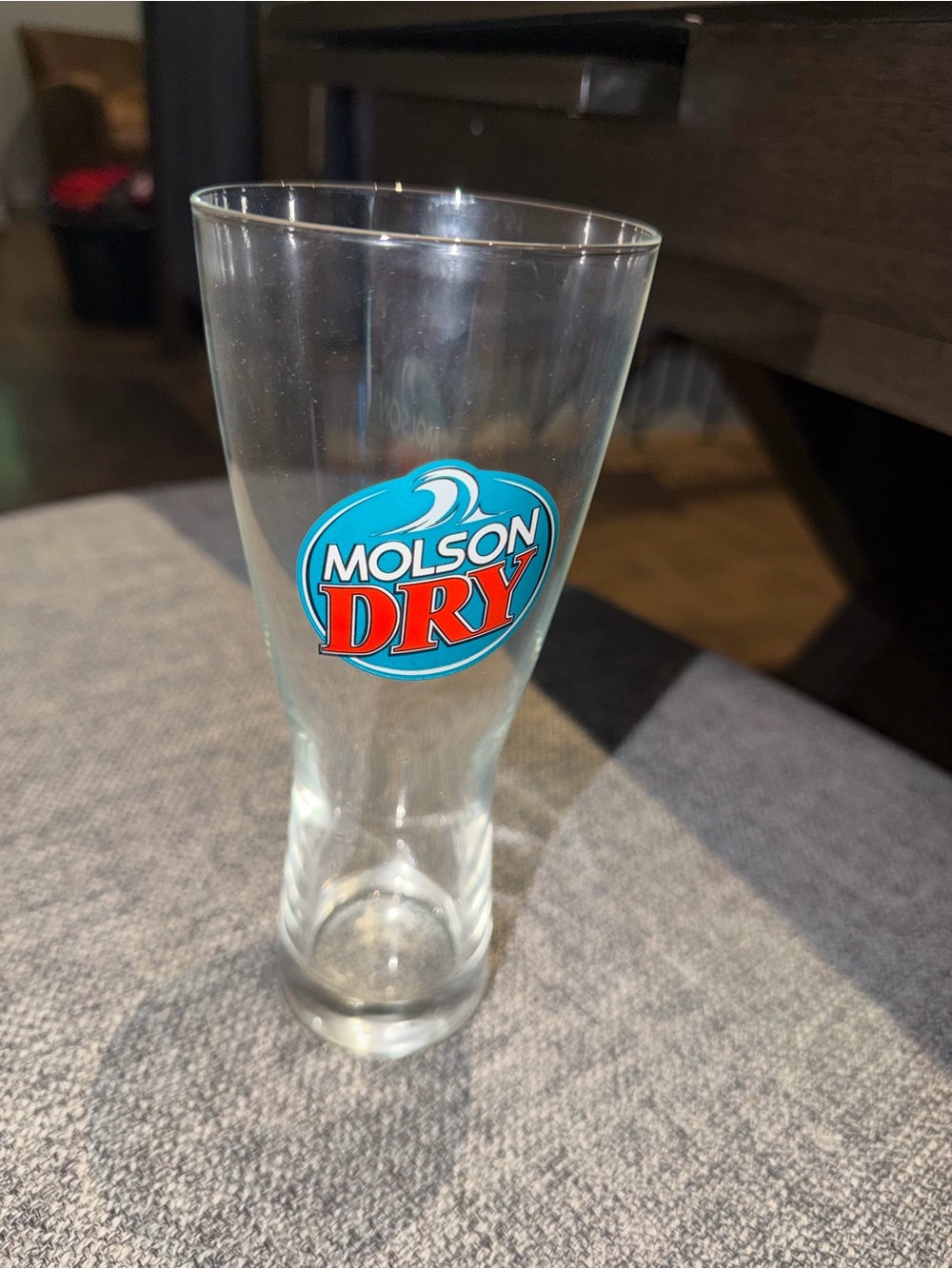 Clear Branded Pilsner Glass - Blue and Red Logo
